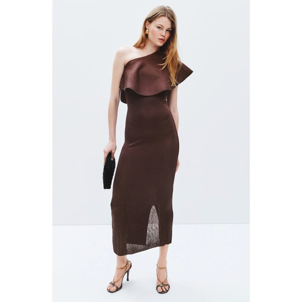 Altuzarra Vivi Dress Shoulder Ruffle Asymmetric Maxi Dress Size M